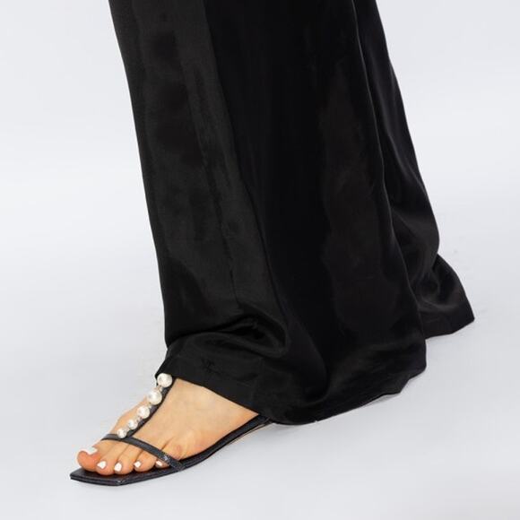 Jimmy Choo Amari Black Leather Pearl Ankle Wrap Sandals 36.5 - Picture 11 of 12